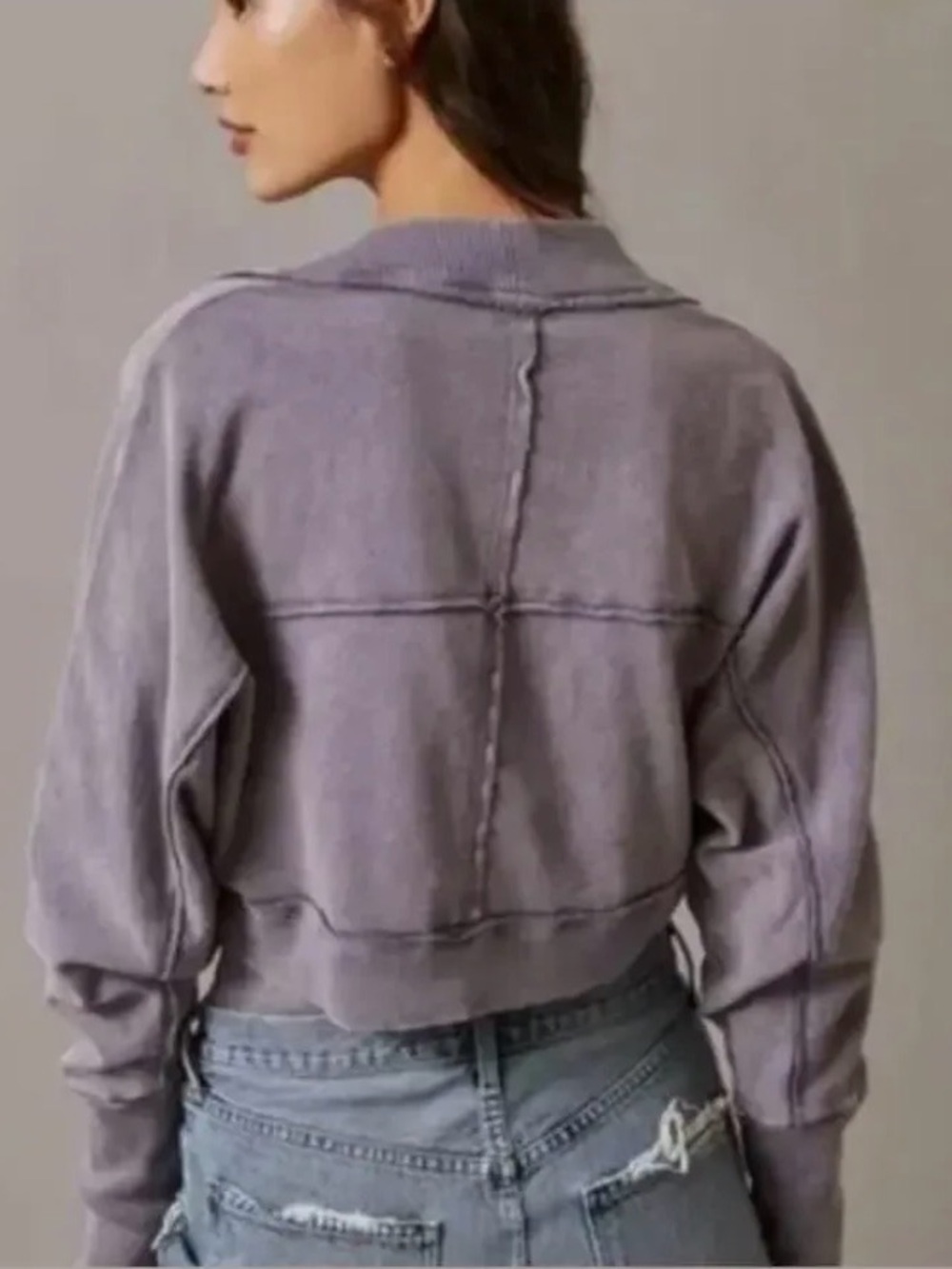 Anthropology Pilcro Washed Lavender Cropped Shrug 100% Cotton Casual